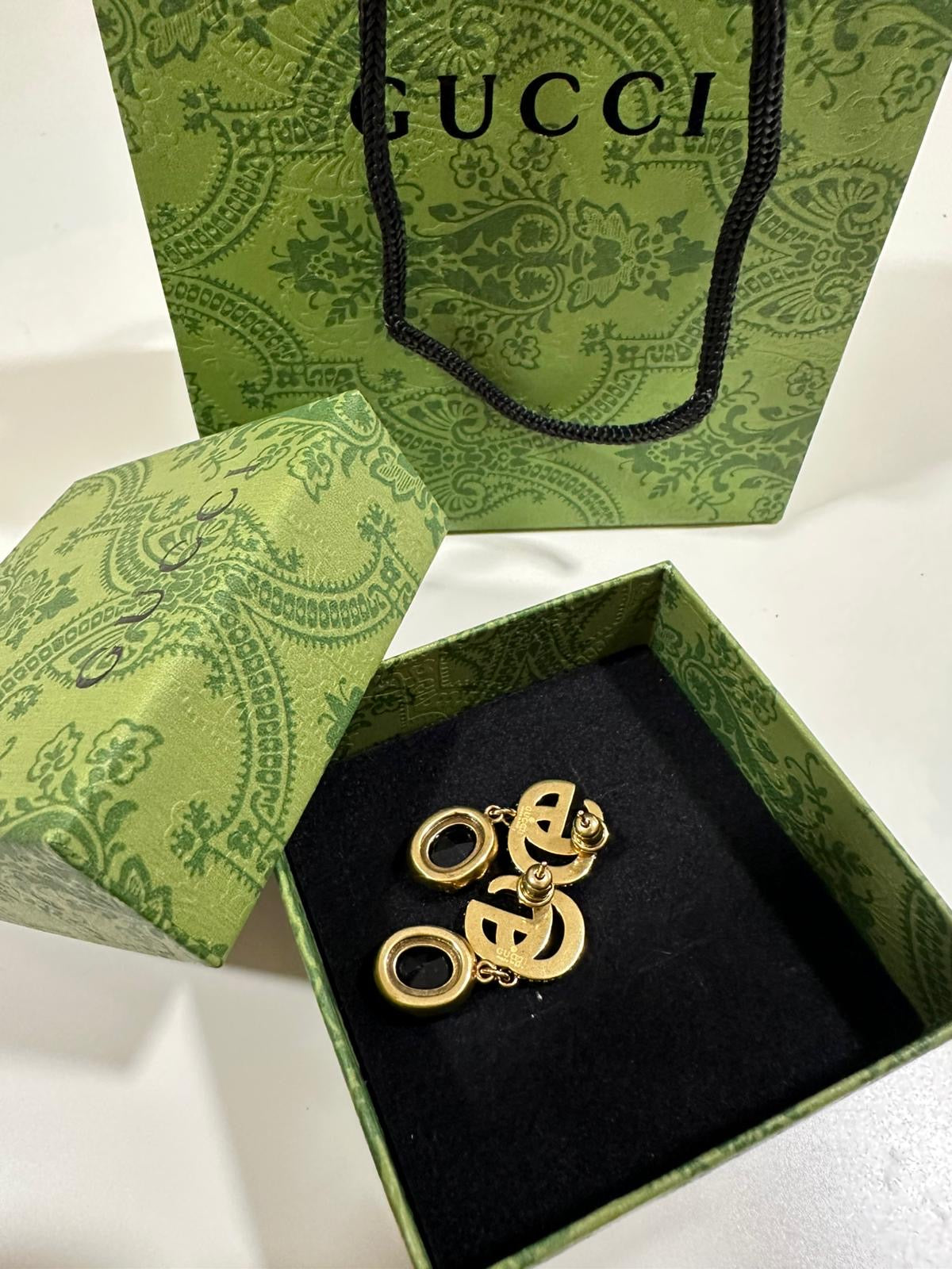 Gucci GG Marmont Black Crystal Drop Earrings